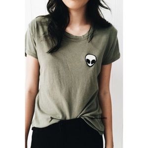 Classic alien embroidered brandy top!